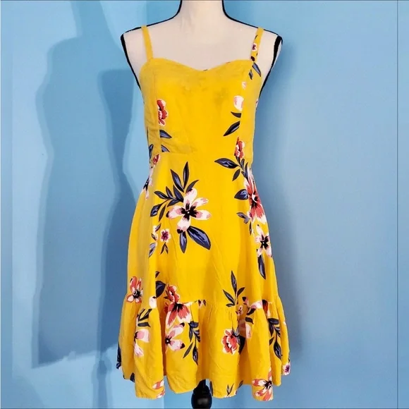 Old Navy | Dresses | Old Navy Yellow Floral Print Cami Sun Dress | Poshmark